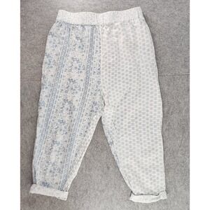 Andrew Marc M Blue Floral Mixed Print Cotton Jogger Pants Boho Womens